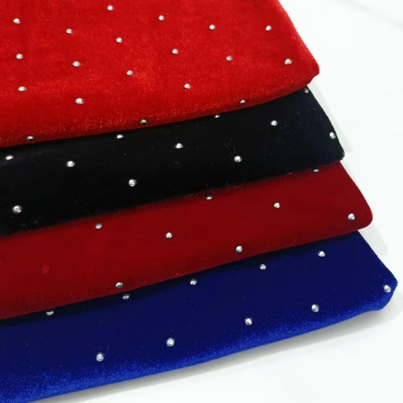 100 * 155 cm hochwertiger elastischer Gold-Samtstoff, heißes Bohren, heller Diamant, Cheongsam-Kleid, Sportanzug, Stoff pro Meter