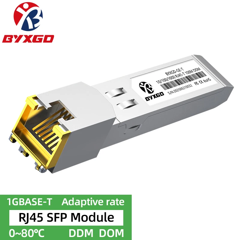 Módulo SFP RJ45 BASE-T adaptable de 10/100/1000M para interruptor/enrutador Arista/Dell/Cisco SFP a módulo Ethernet RJ45 transceptor de cobre