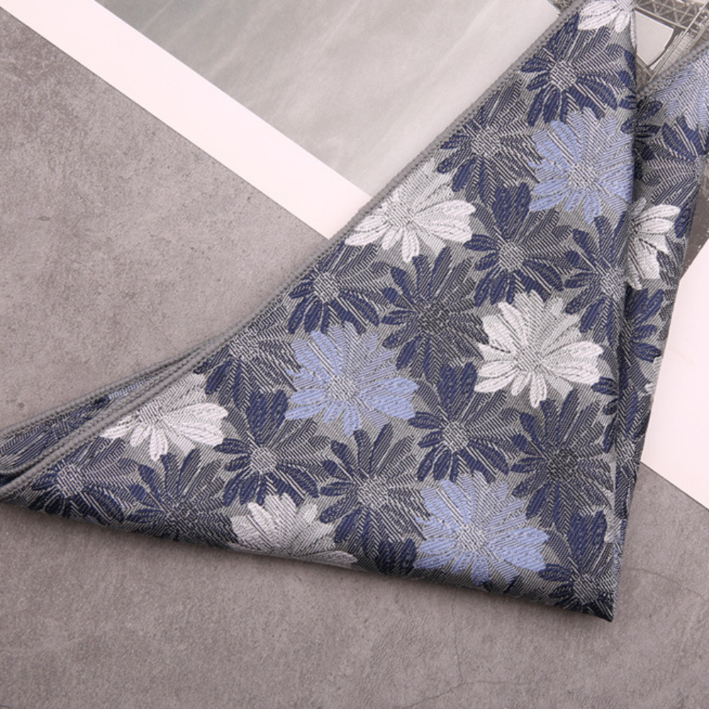 23 ซม.ชายชุดพ็อกเก็ตสแควร์โพลีเอสเตอร์น้ําเงินลายผ้าเช็ดหน้าอย่างเป็นทางการไวน์แดงดอกไม้ Hanky ผ้าพันคองานแต่งงานหน้าอก