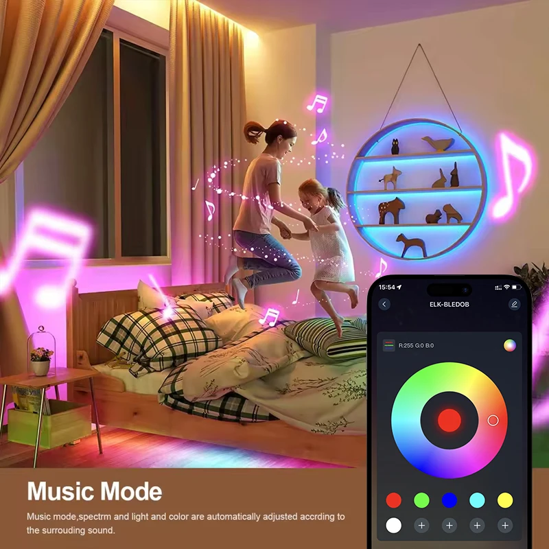 Luz neon RGB 5V com controle remoto Bluetooth e APP, faixa de luz flexível para decoração interna/externa com cores ricas
