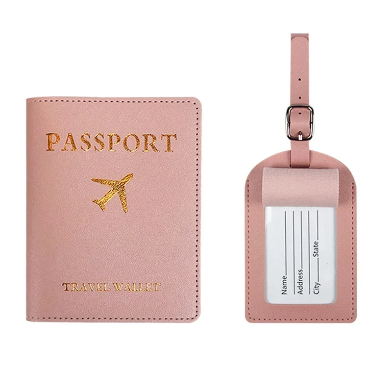 Etiqueta de bagagem de couro/capa de passaporte mala de viagem saco acessórios cartão de identificação endereço nome titular etiqueta bagagem embarque saco tag
