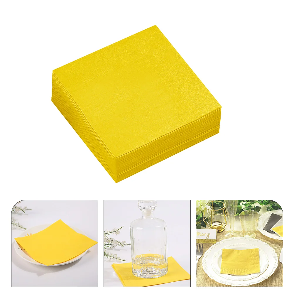Thicken Tissue Colored Napkins Soft Texture Disposable Paper Towels Birthday Party Supplies Yellow Napkin Tissue Holiday