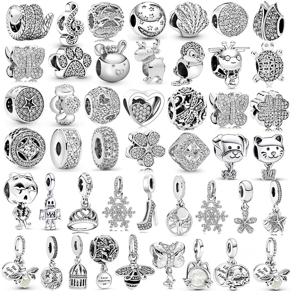 Nuevo plata Platedr diamante colgante aleación Robot hueco encanto cuentas para Pandora DIY pulsera collar joyería accesorios regalos