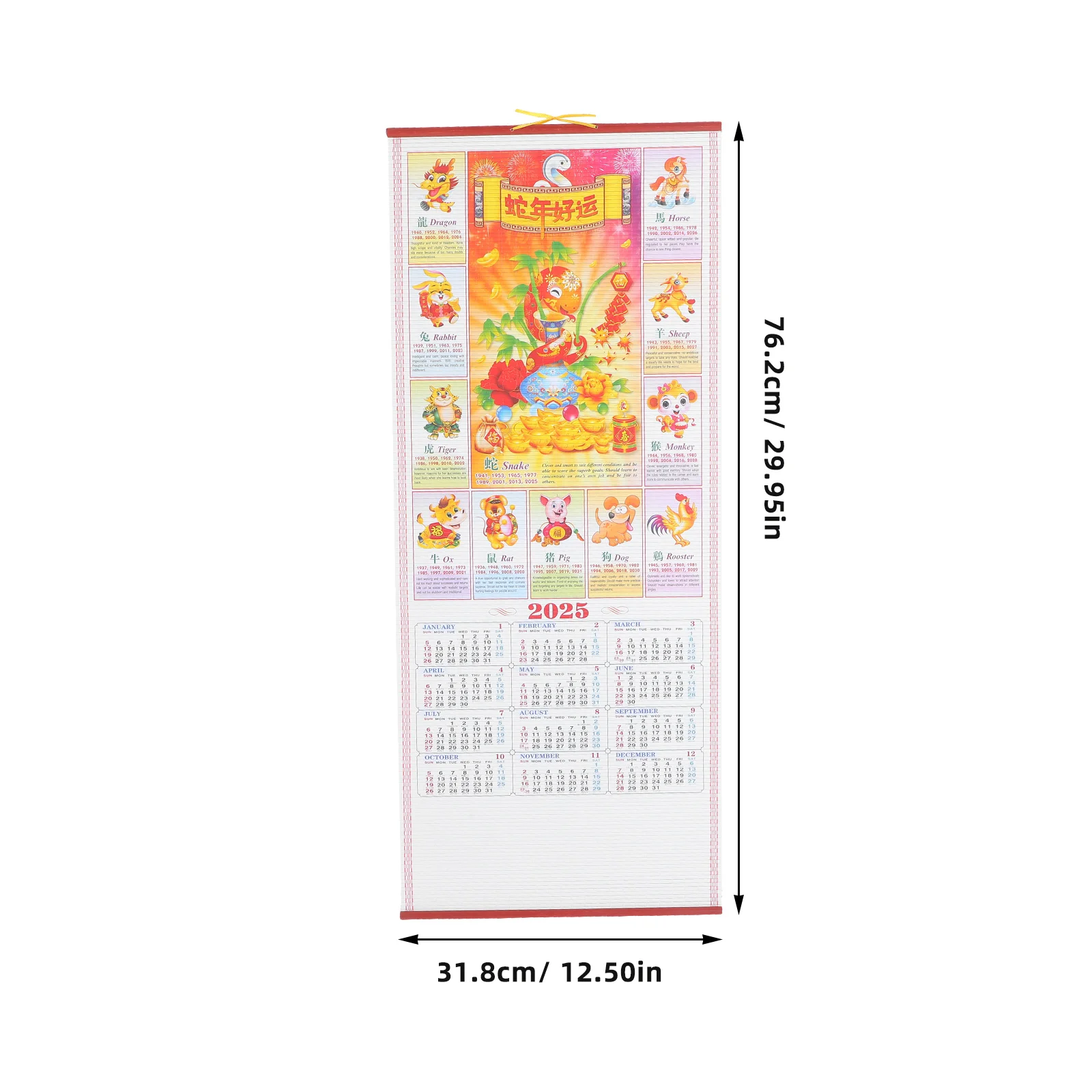 2025 Wall Calendars Chinese Lunar Year of The Snake Hanging Scroll Desk Calander Paper Planning