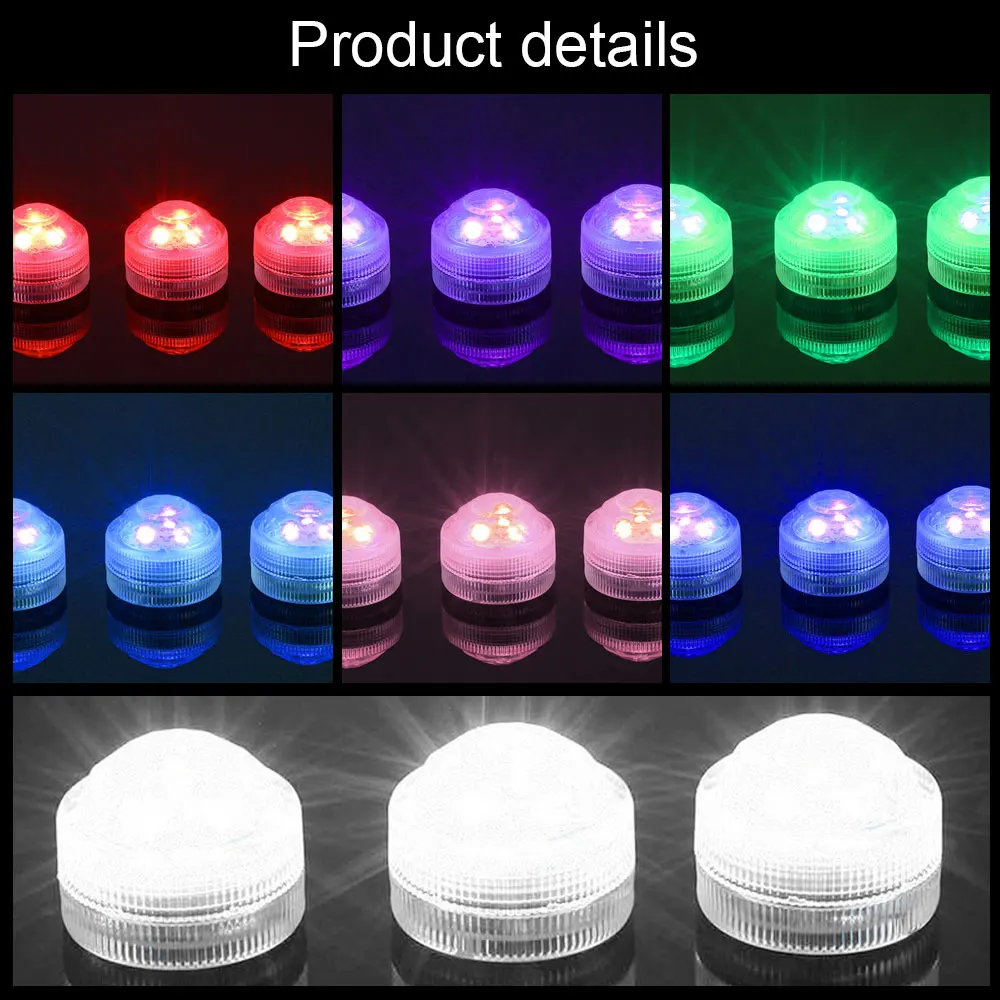 Mini luces Led sumergibles, pequeñas velas de té subacuáticas, impermeables, RGB, Multicolor, sin llama, luces decorativas, florero, linterna