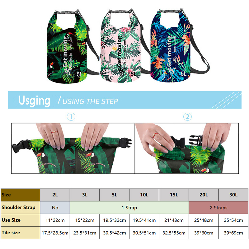 Saco seco flutuante impermeável 2/3/5/10/15/20/30l saco seco rolo superior mochila seca para rafting barco natação caiaque
