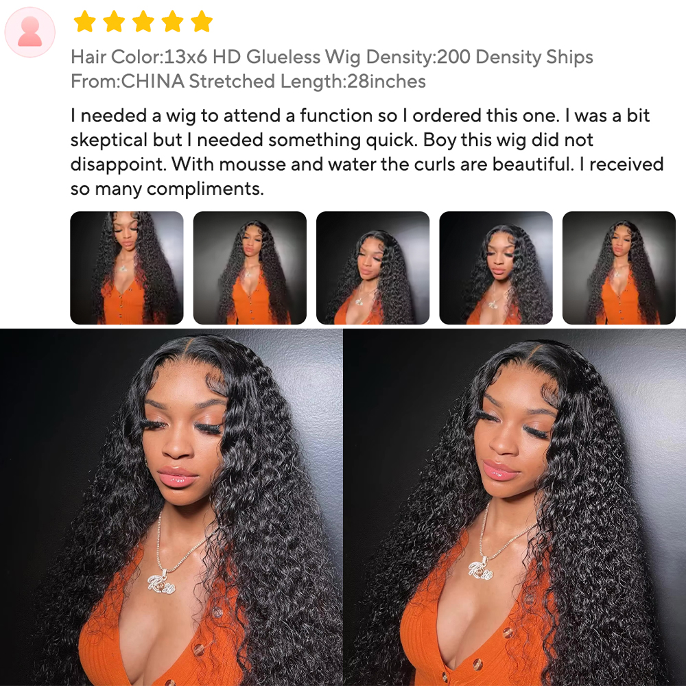 ディープウェーブウィッグ,人間の髪の毛,フルヘッド,HD,事前に摘み取られた,深い波,密度400