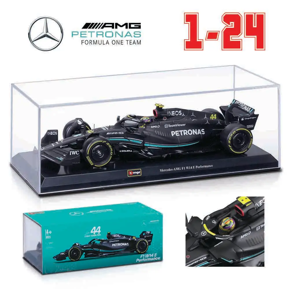 Bburago 1:24 NOVO 2023 Mercedes-AMG Equipe W14 44 #   Hamilton 63 #   Russell Fórmula 1 Liga Super Toy Modelo de carro fundido