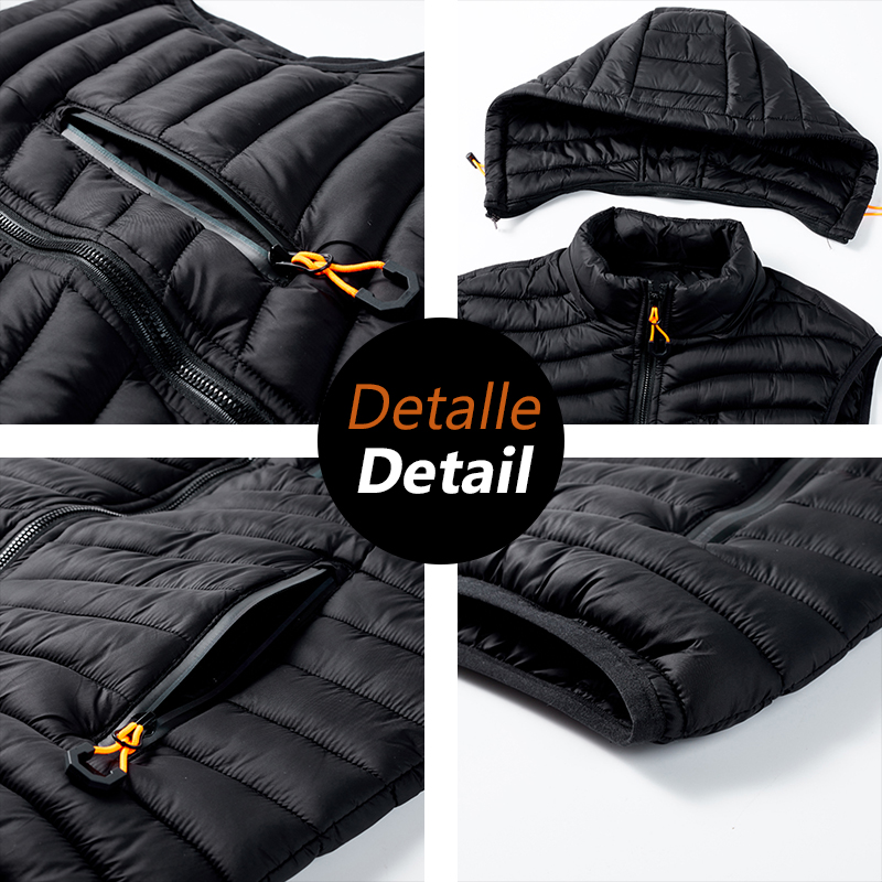 S.T.G-Chaleco de plumón sin mangas para hombre, chaqueta lisa con capucha, a la moda, informal, con bolsillos, a prueba de viento, para invierno, 2024