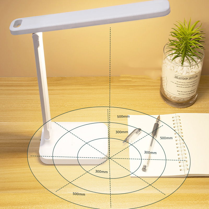 Candeeiro de mesa LED dobrável com toque, lâmpada de mesa regulável, proteção ocular, luz noturna de leitura, carregável, USB, 3 cores, stepless, 6000mAh