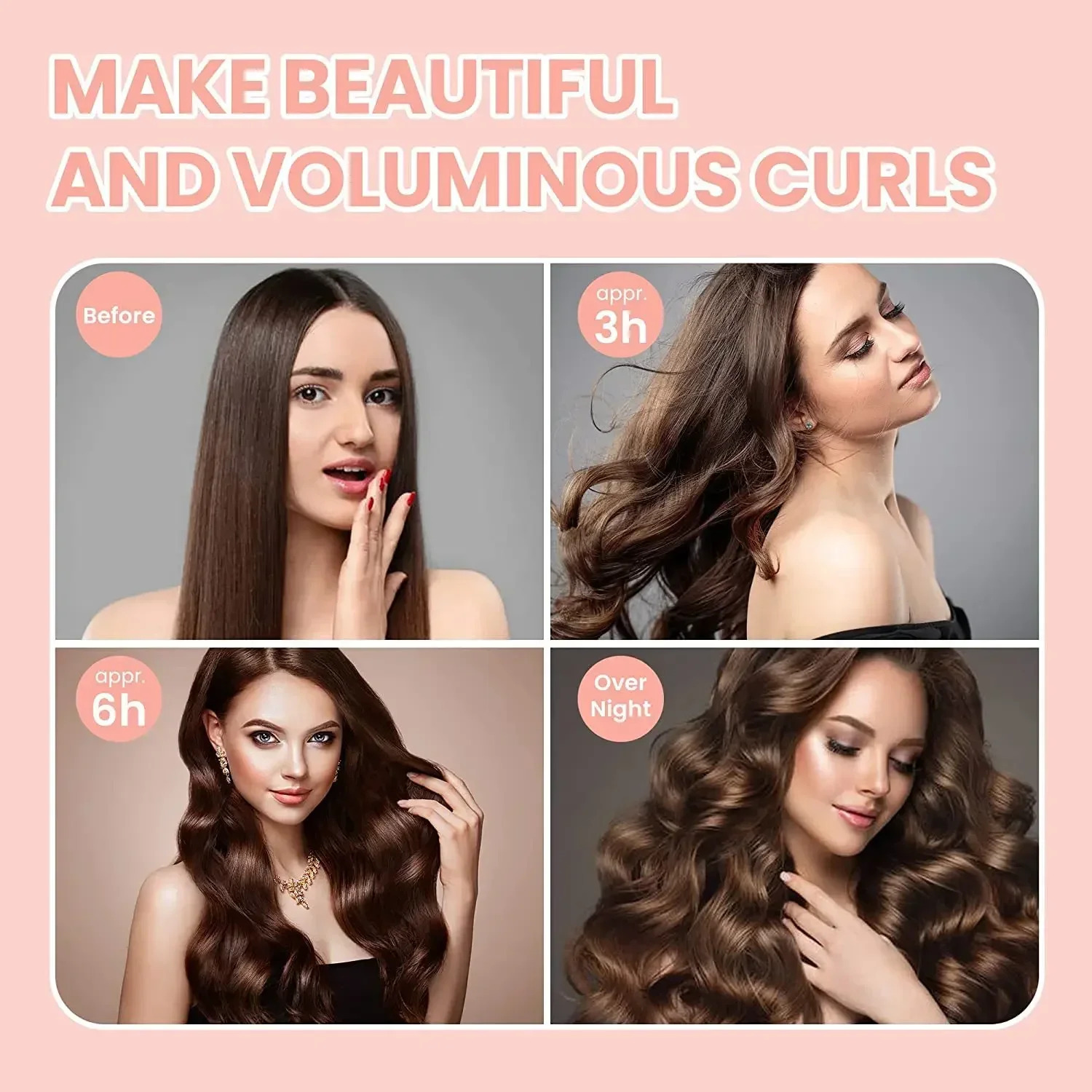 Heatless Lockenwickler, keine Hitze, Lockenwickler, weicher Lockenstab, Stirnband, schlafende Lazy Curls mit Wrap, Flexi Rods, Haar-Styling-Werkzeuge