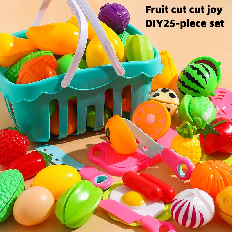 Corte de frutas e vegetais e brinquedo da música, conjunto de 25 peças, simulação, frutas e vegetais, cozinha, para menino e menina