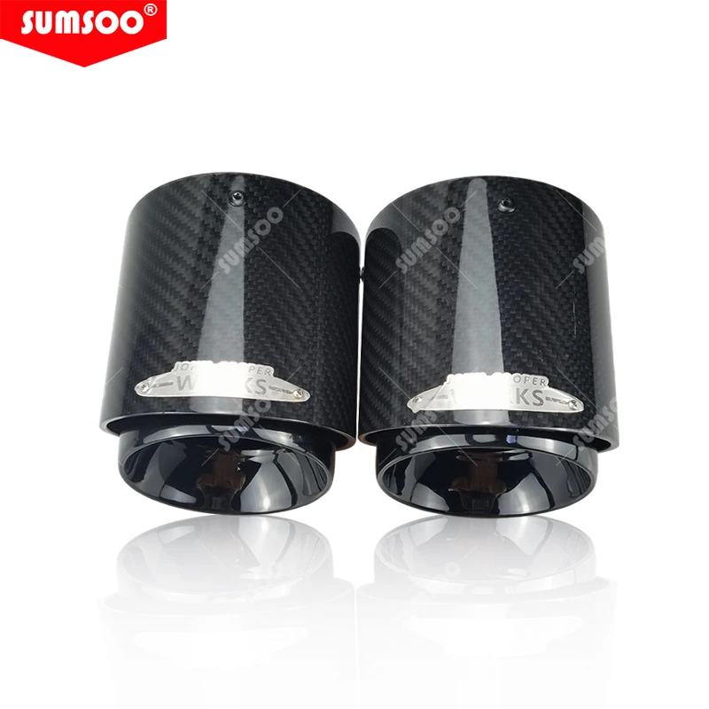 Sumoo genuíno 1 peça ponta silenciadora preta cromada e fibra de carbono adequada para mini cooper ponta de escape r55 r56 r57 r58 r59 r60 r61