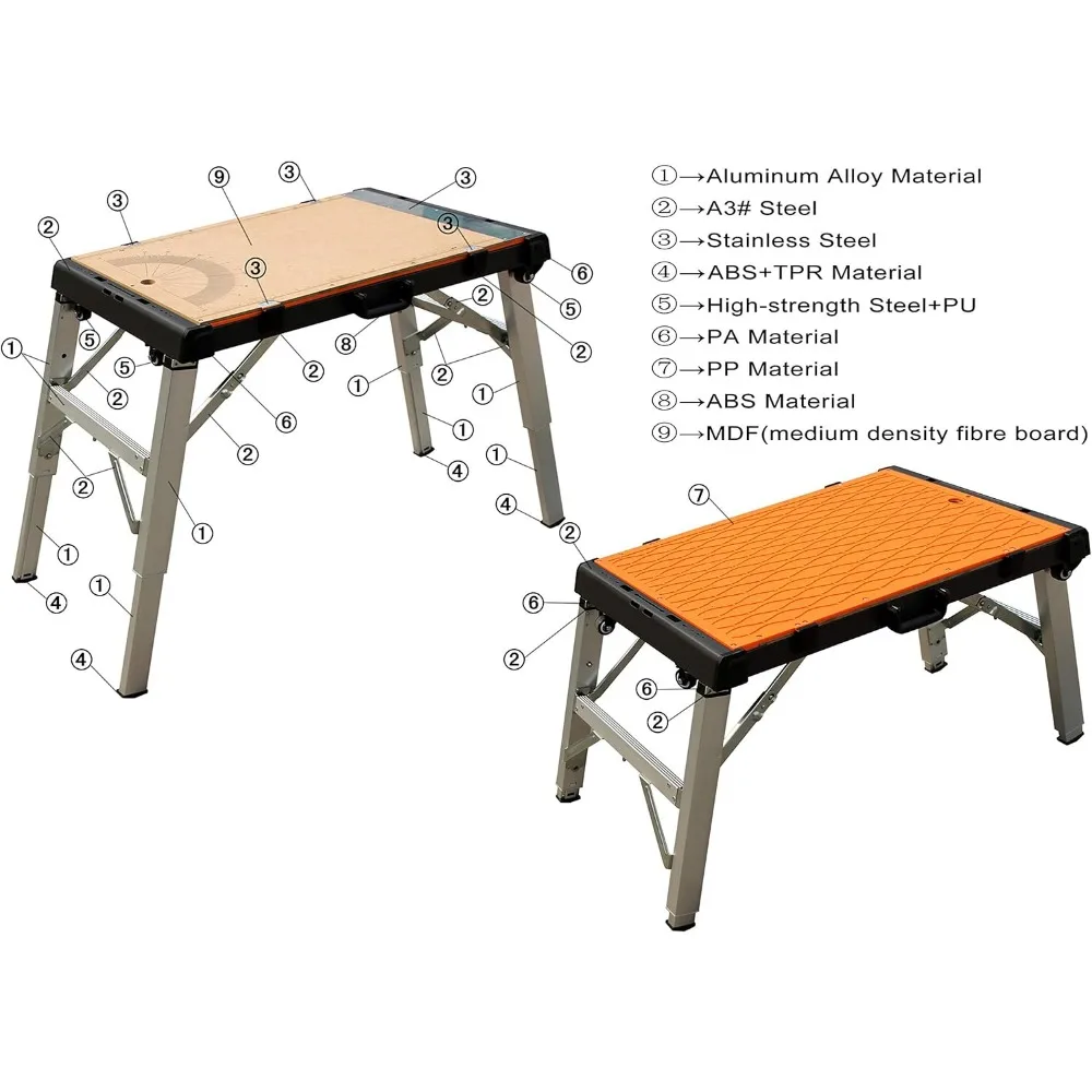 WINTOOLS 4-in-1 Multi-Function Portable Folding Workbench/Scaffold Platform/Creeper Carrier/Hand Truck