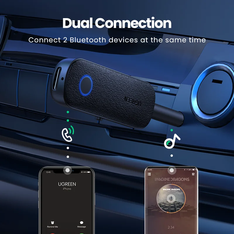 Bluetooth-адаптер UGREEN 2-в-1, приемник-передатчик, Bluetooth, AUX 3,5 мм