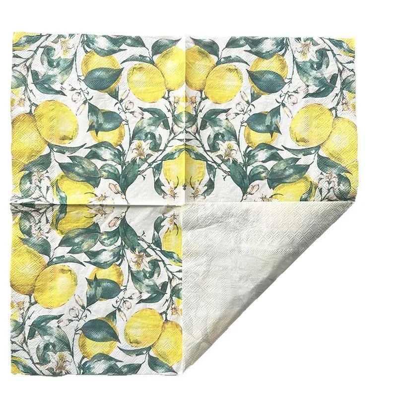 10/20pcs 33cm 2Layer New Lemon Flower Printed Napkins Party Creative Decorative Paper Picnic Mat DIY Decoupage Paper