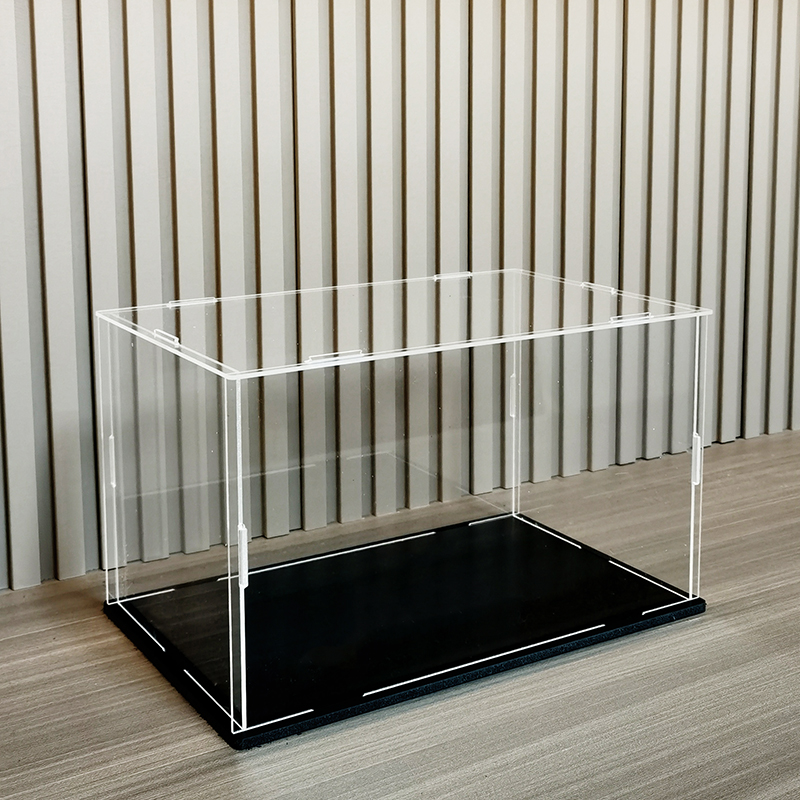 Acrylic Display Case with Black Acrylic Base,  Acrylic Box for Countertop Display Box  for Collectibles, Toys, Home Organization