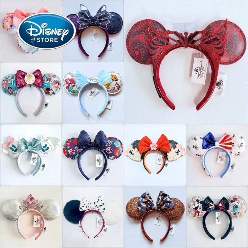 Повязка на голову принцессы Диснея, ухо Микки, Рапунцель, Белоснежка, бант с блестками, обруч для волос, подарок для девочек, аксессуары, подарок на Хэллоуин, Рождественский Джек