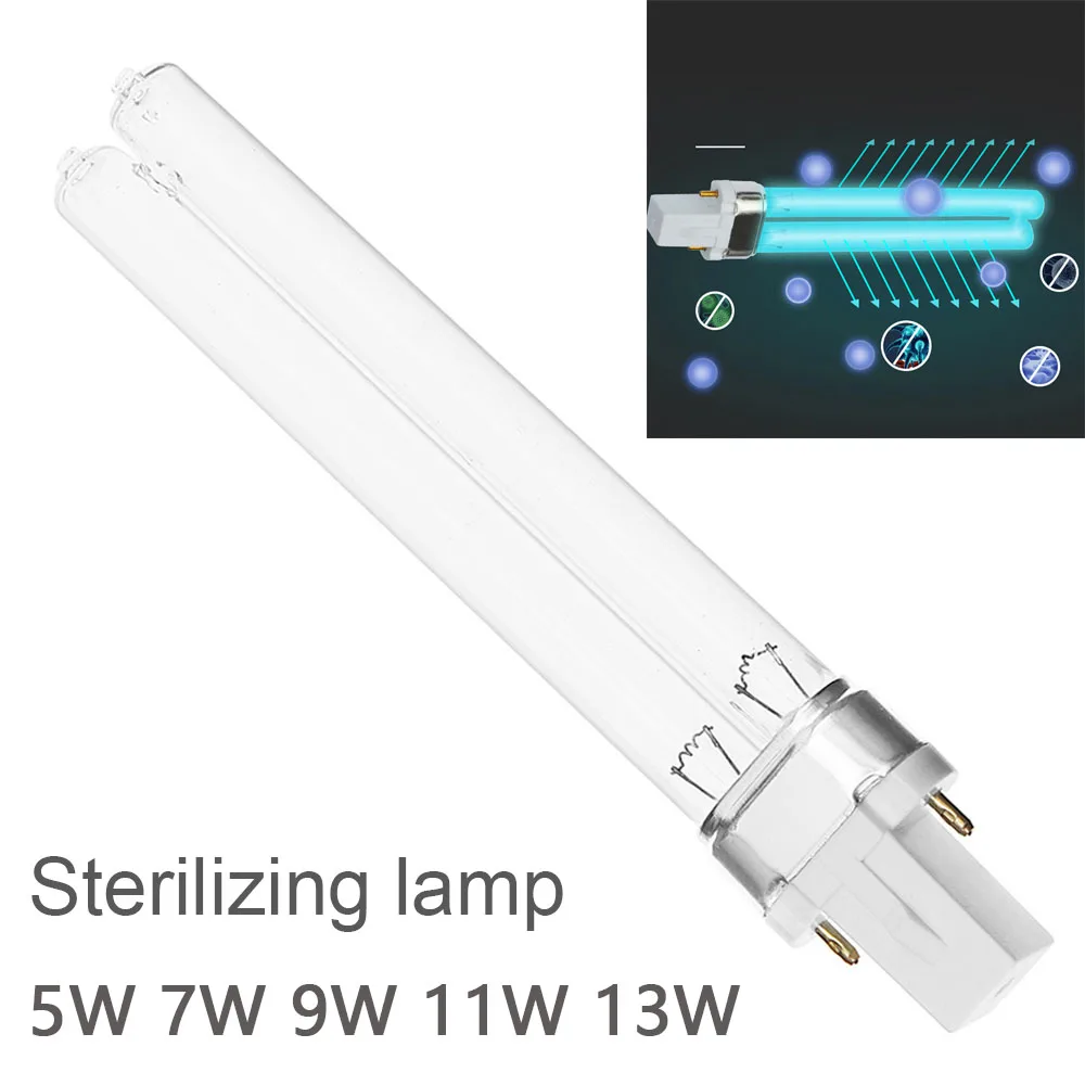 G23/2G7 UVC Lamp 5W 7W 9W 11W 13W 253.7nm 254nm Water Air Purification 9W UVC H Shape Tube, G23/2G7 UVC Lamp