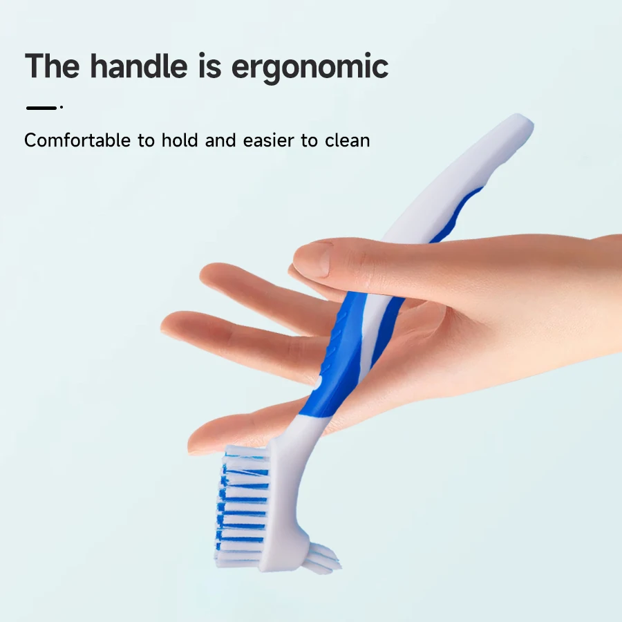 1pcs Toothbrush for dentures, double-sided cleaning, orthodontic correction, denture retainers, specialized toothbrush