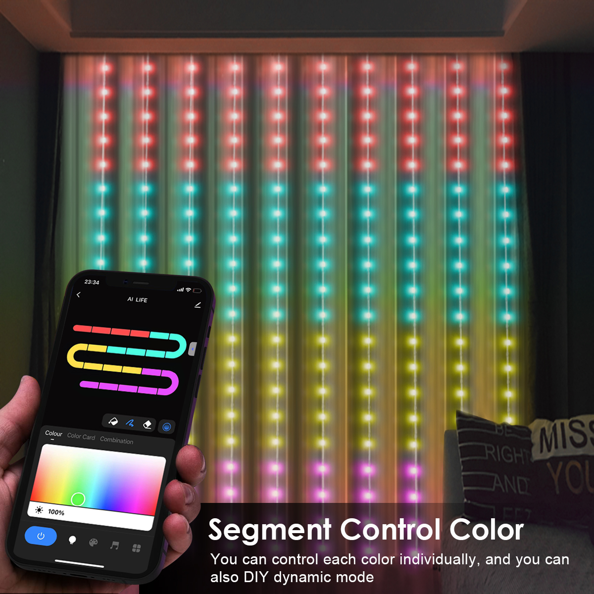 Tuya Smart WIFI/Bluetooth Bunte Vorhang LED String Licht USB 5V Girlande Lichterkette Schlafzimmer Weihnachten Decor LED girlande Lampe