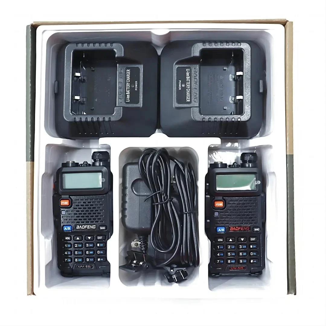 2pcs BAOFENG UV-5R 5W High Power Dual Band Two Way Radio Long Range Handheld Portable Walkies Talkies For Hunting