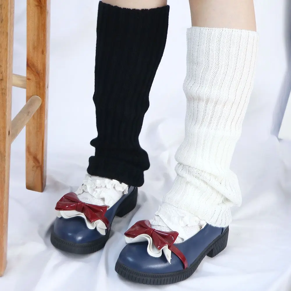 Penutup Kaki Rajut Wol Lolita Wanita Musim Dingin, Penghangat Kaki, Penutup Lutut