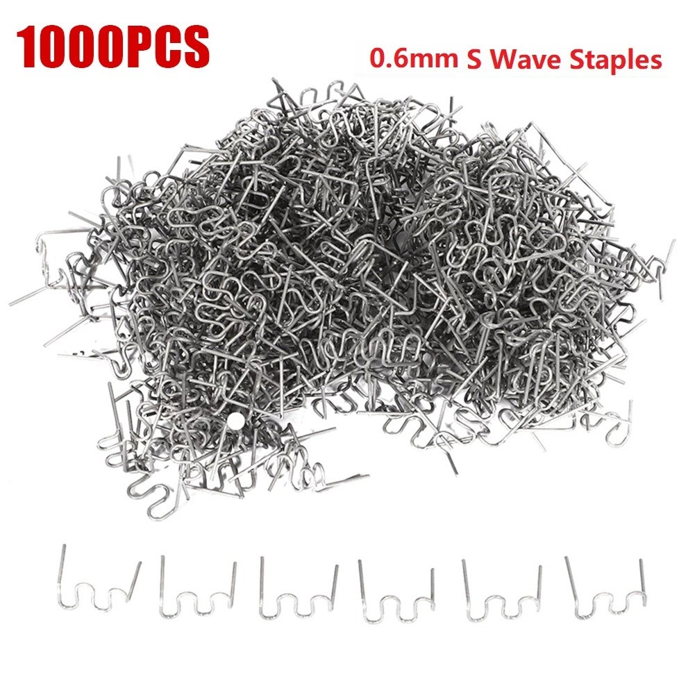 1000 Chiếc 0.6Mm Sóng S Dán Cho Xe Hơi Ốp Lưng Thân Nhựa Bấm Kim Bộ Dụng Cụ Sửa Chữa Trước Sóng Cắt Kim Bấm sửa Chữa Ô Tô Nhựa Sửa Chữa