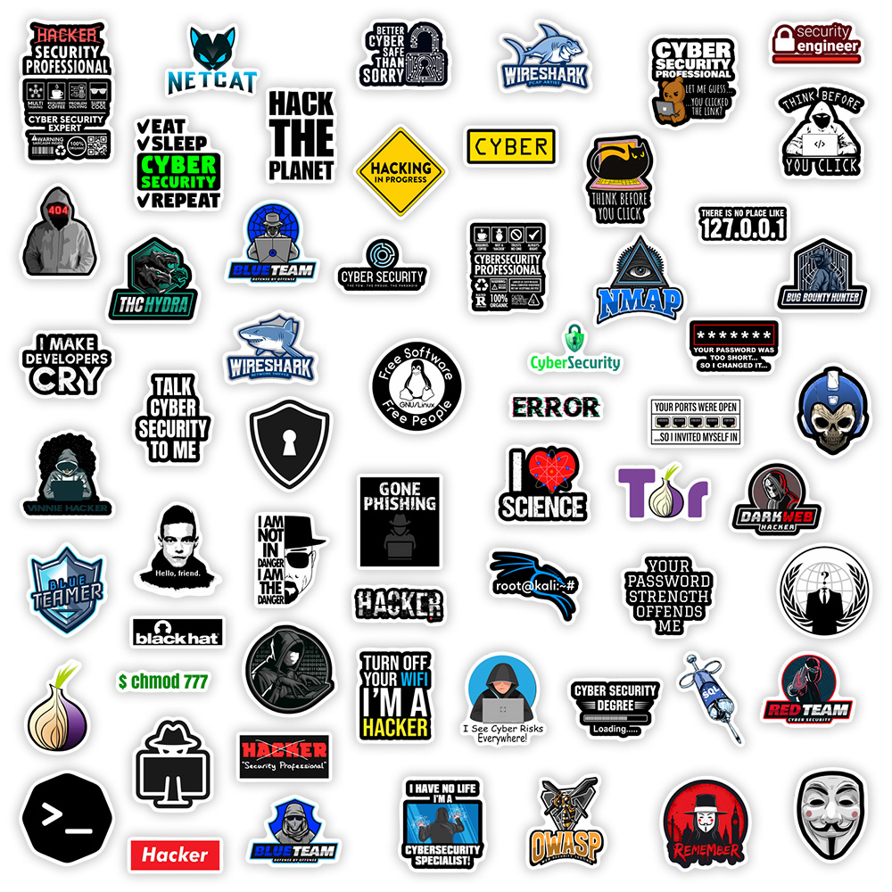 Cybersecurity Hackers Network Security Stickers DIY Gift Decal for Laptop Phone Scrapbook Luggage Decorative Bottles Waterproof