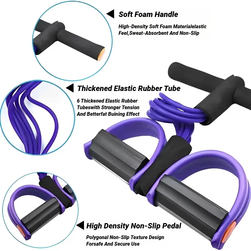 Tensor de Pedal de cuatro tubos, equipo multifuncional de Fitness para el hogar, Yoga, refuerzo Abdominal, banda elástica, cuerda de tensión