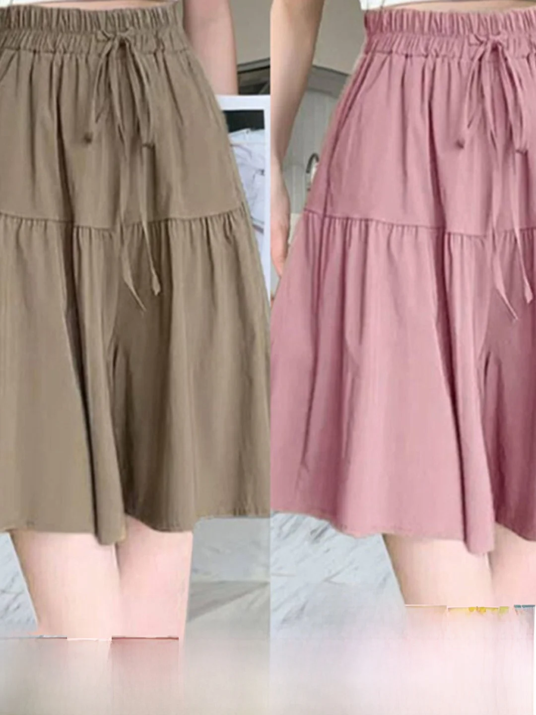 Calças Curtas de Cintura Alta em Nylon com Pregas para Mulheres, Estilo Casual de Verão, Calças de Ballet em Estilo Coreano