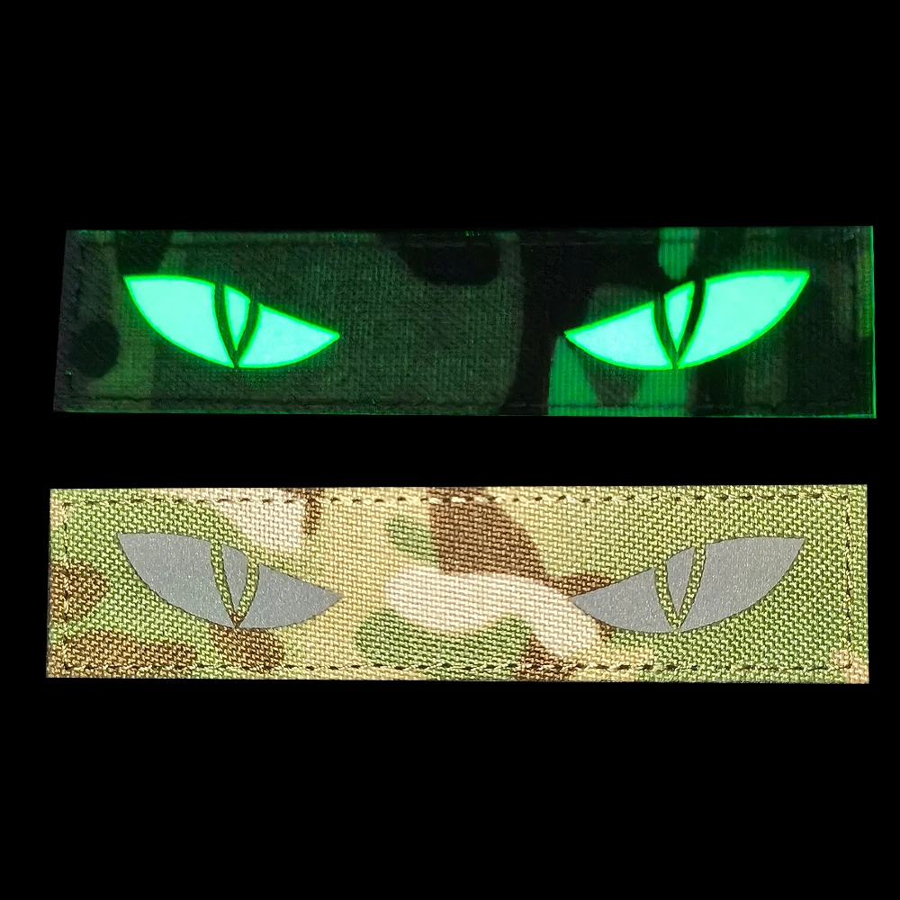 Glow in The Dark Patches Cat Devil's Eyes Tactical Patch Combat Hook Fasteners Ranger Motorcycle Biker Tags Operator Emblem