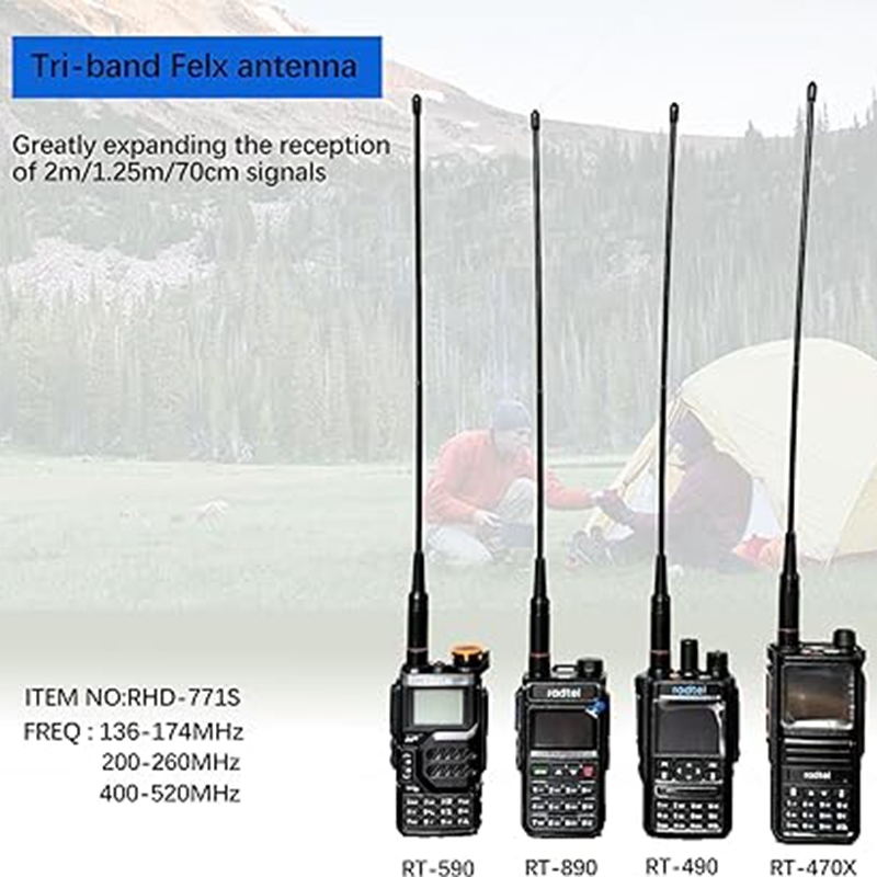Antena flexible de tres bandas 144//220/430Mhz para walkie talkie Rt-4D Rt-470 Rt-900 Rt-470x rt-860