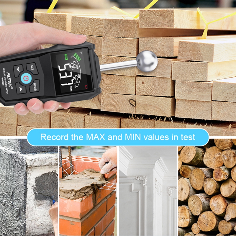 Misuratore di umidità per legno senza contatto MESTEK WM700B | Igrometro digitale ad alta precisione al 0,1% per la lavorazione del legno, pavimenti e legname |