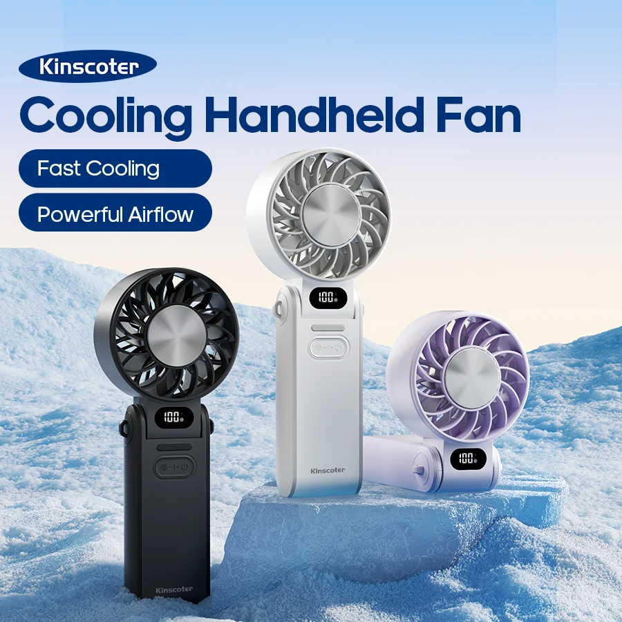 Kinscoter nuevo ventilador de mano de refrigeración ventilador portátil plegable de 3600mAh Control libre de 100 niveles Mini ventilador Personal de alta velocidad con cordón