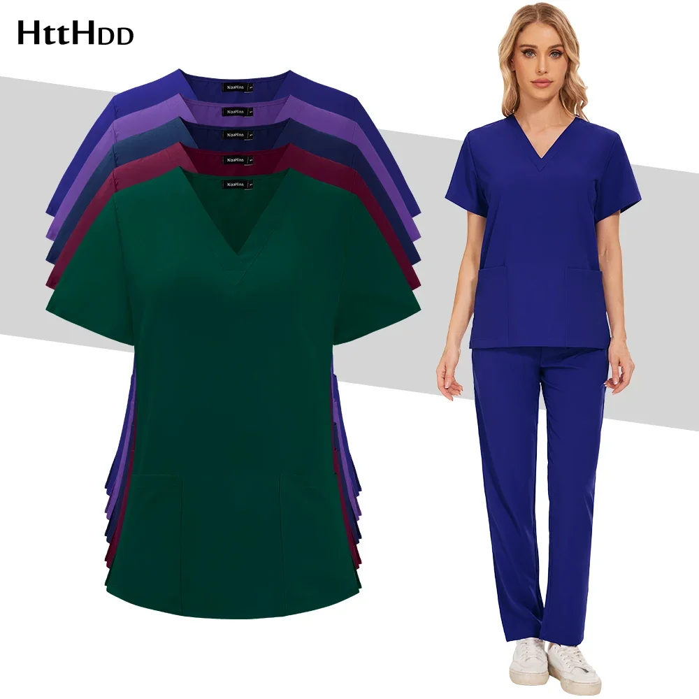 Ästhetische Uniformen Frau Schönheit Manikürist Arbeitskleidung Heiße Verkäufe Scrubs Top Bluse Pflege Hosen Hochwertige Peeling Anzug Großhandel