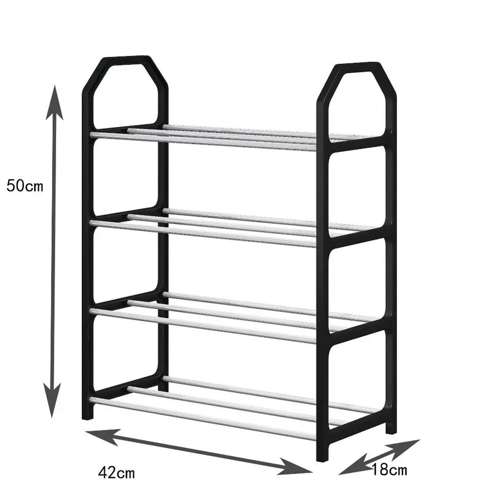 4 Floor Metal Shoe Rack Living Room Shoe Storage Rack Black Shoe Rack 50X42X18cm Dormitory Door Storage Rack Cabinet Components