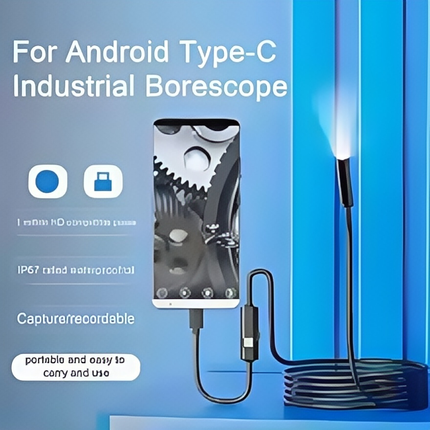 7.0mm USB-C Endoscope Camera, IP67 Waterproof with 6 Adjustable LEDs, Flexible Borescope for Android/PC/Phone Inspection