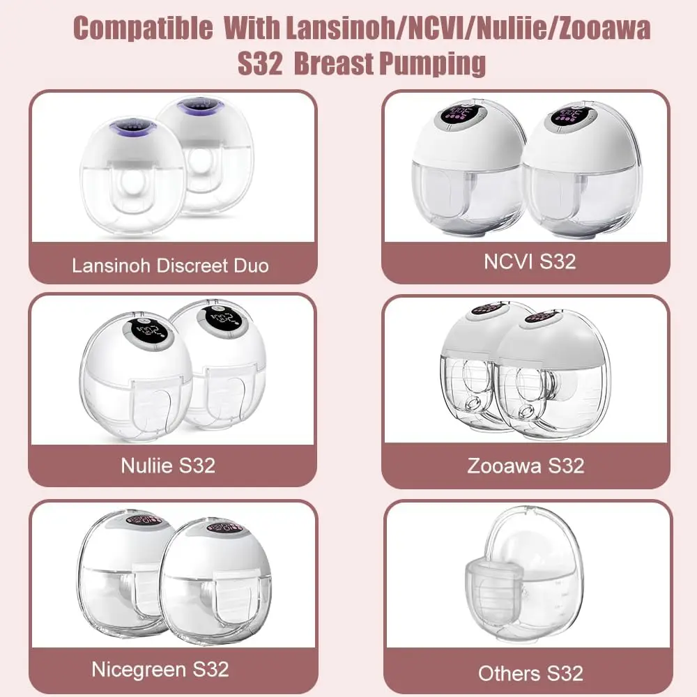 Duas conjuntos completos de peças para bomba tira leite com flange de 24 mm, compatível com Lansinoh Discreet Duo/NCVI/Nuliie S32, substituição de bomba tira leite