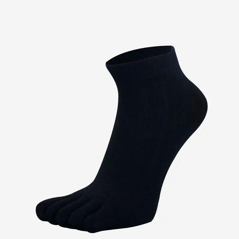 Calcetines con punta de algodón para hombre, calcetines con cinco dedos, calcetines cortos transpirables hasta el tobillo, calcetines deportivos para correr, Color sólido, negro, blanco, gris, calcetines masculinos