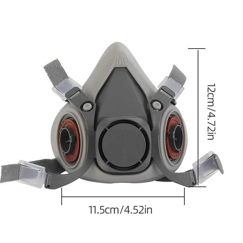6200 Half Face Dust and Gas Mask with Protective Fog Proof Glasses and Respirator Filters for Painting Spraying and Safety Work