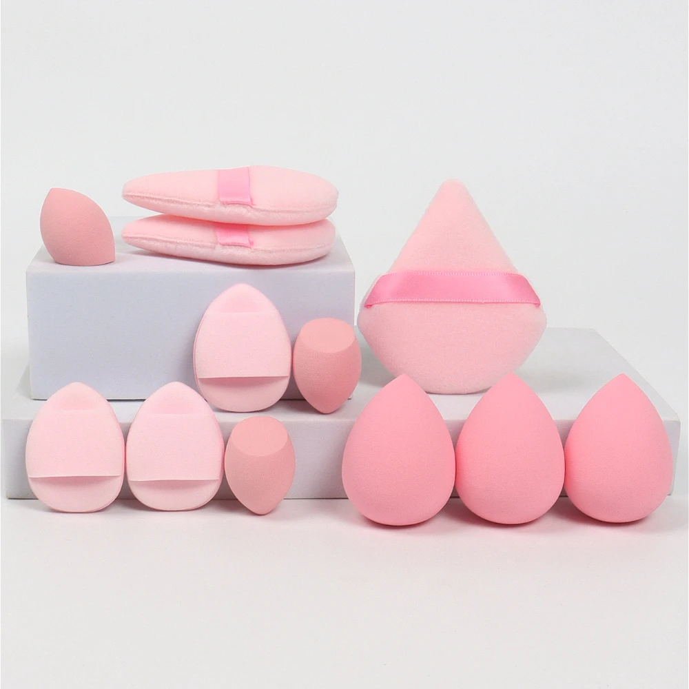 Juego de esponjas de maquillaje multiusos, 12 Uds., licuadora cosmética, huevos de belleza, esponja triangular de terciopelo en polvo, accesorios de maquillaje para dedos