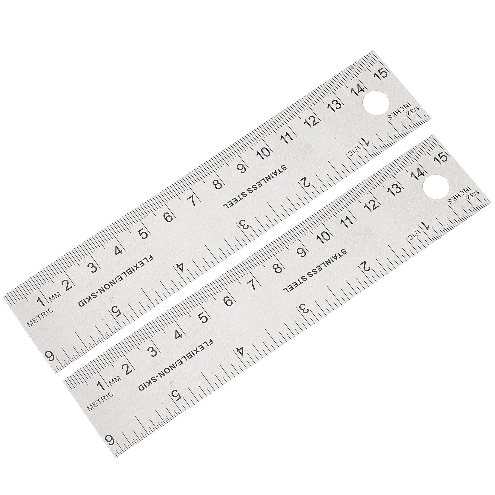 2Pcs Stainless Steel Ruler With Cork Back Soft Rulers Precision Measurement Tool Straight Edge Drafting Supplies