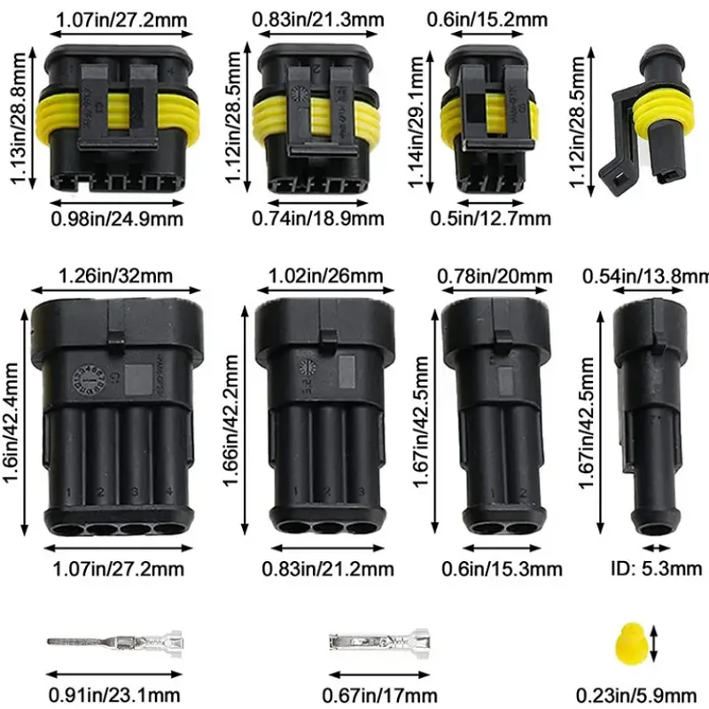 240/352/708/1004pcs boxed car waterproof connector kit male and female pair terminal wire harness plug connector 1-6 holes
