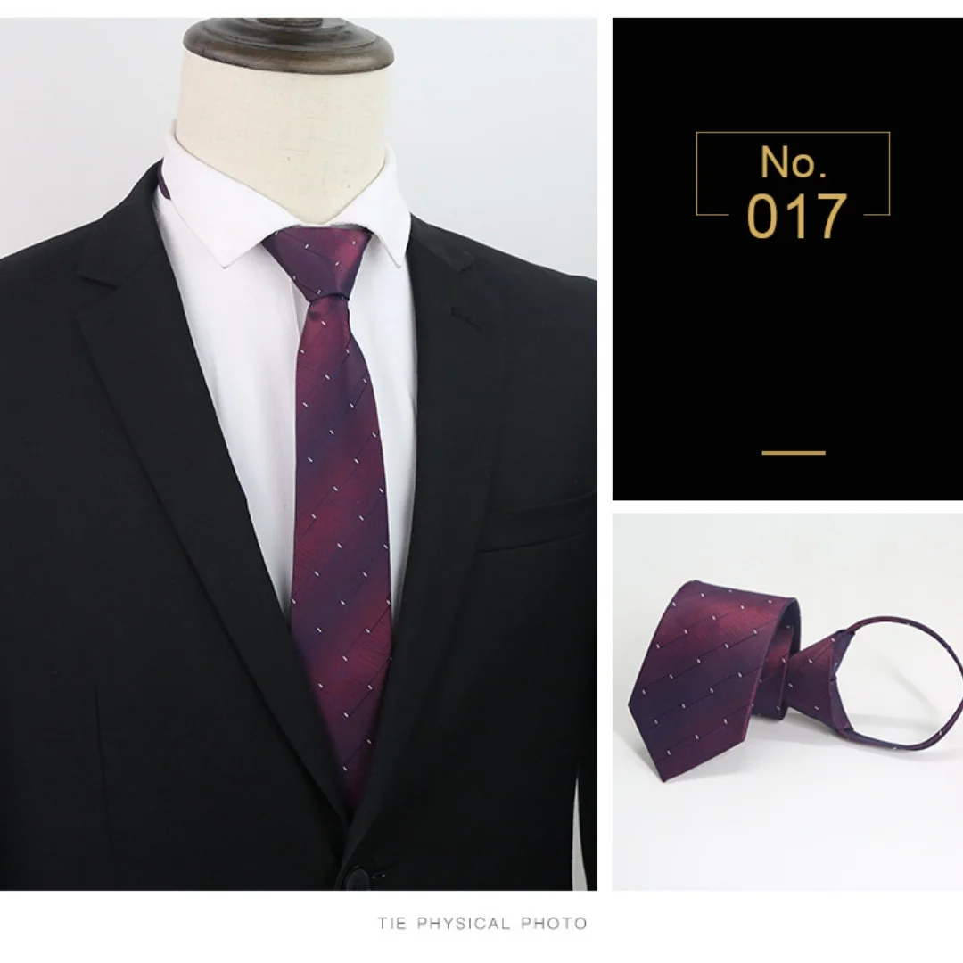 Cravates à fermeture éclair rouge violet hommes 7CM cravate de cou maigre cravates à rayures solides cravate à fermeture éclair automatique pour hommes cravates paresseuses bleues