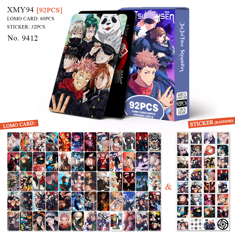 92 pçs/set anime cartão adesivo jujutsu kaisen adesivos lomo cartão de foto para fãs coleção presente crianças brinquedos