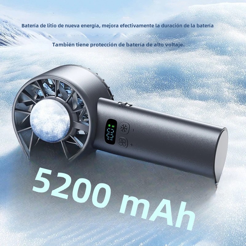 Ventilador de refrigeración de alta velocidad para compresa de hielo, ventiladores de mano, miniventilador portátil recargable por USB, pantalla Digital LED, viajes, Camping, exteriores