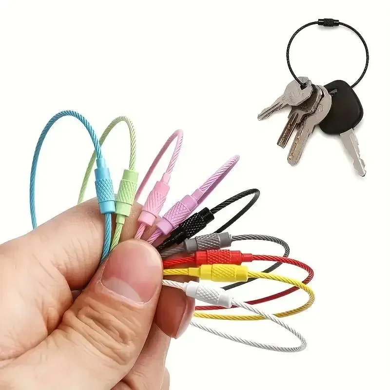 Clip per etichetta per bagagli in filo di acciaio inossidabile colorato, durevole e facile da installare, perfetta per viaggi e uso quotidiano, 5 pezzi