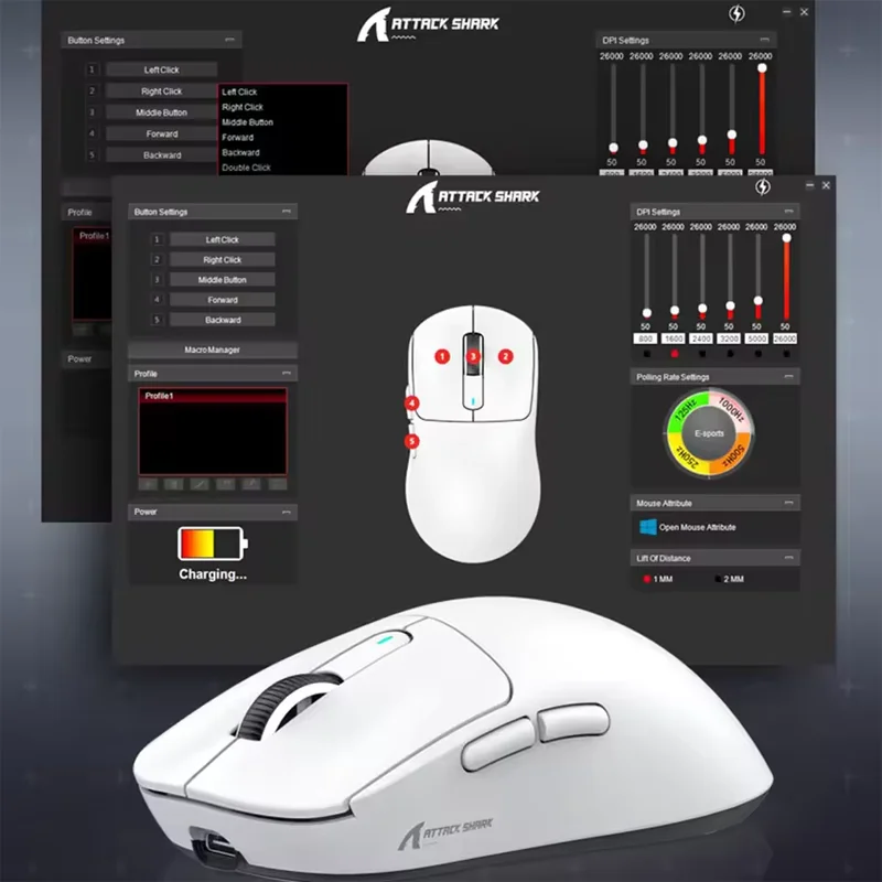 Mouse sem fio Attack Shark X3pro X3, mouse macro para jogos, mouse leve, PixArt PAW3395 650IPS 26000dpi, mouse para pad/pc/mac