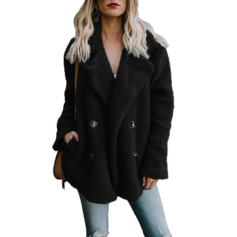 ฤดูใบไม้ร่วงฤดูหนาวผู้หญิงอบอุ่นเสื้อขนสัตว์ Faux Plush Coat ประดิษฐ์ขนแกะเสื้อแจ็คเก็ตหญิงหนาขนสัตว์เสื้อผ้า